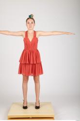 Whole Body Woman T poses Formal Dress Slim Studio photo references